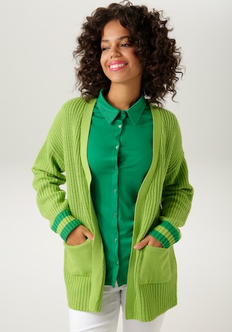 Aniston CASUAL Knit Cardigan in Green: front