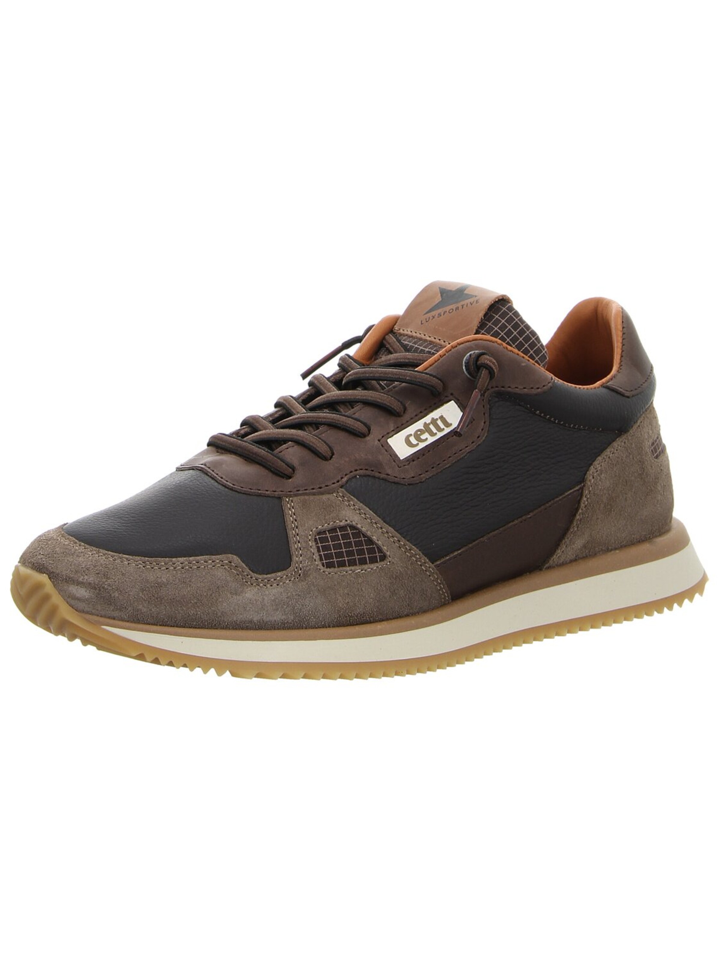 Cetti Athletic Lace-Up Shoes 'Herren Sneaker C1397 ANTE NAPA MOKA Echt Leder in braun' in Brown: front