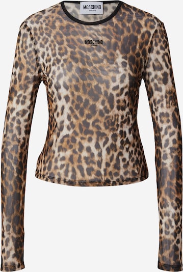 Marškinėliai iš Moschino Jeans, spalva – kremo / šokolado spalva / tamsiai ruda, Prekių apžvalga