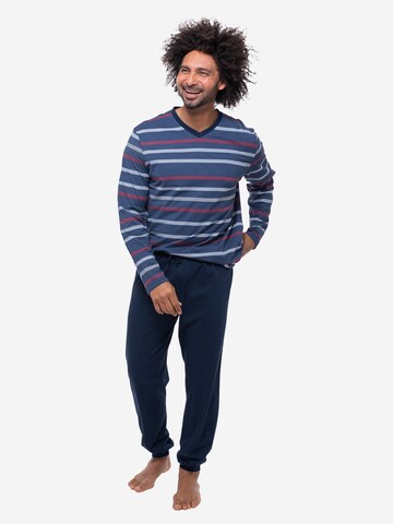 Ammann Long Pajamas 'Night & Home Cotton' in Blue