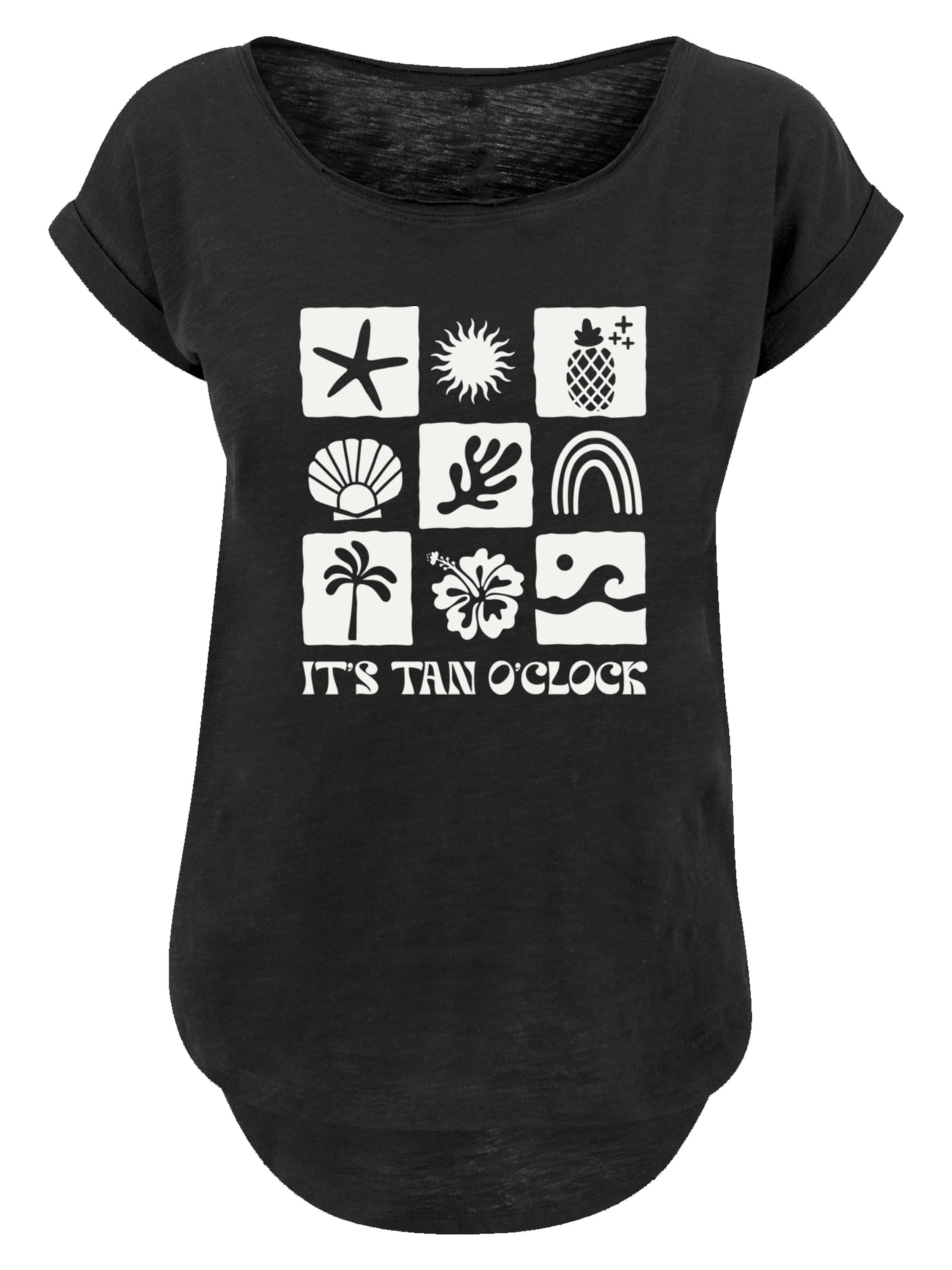 F4NT4STIC Shirt 'Its Tan O Clock' in Zwart: voorkant