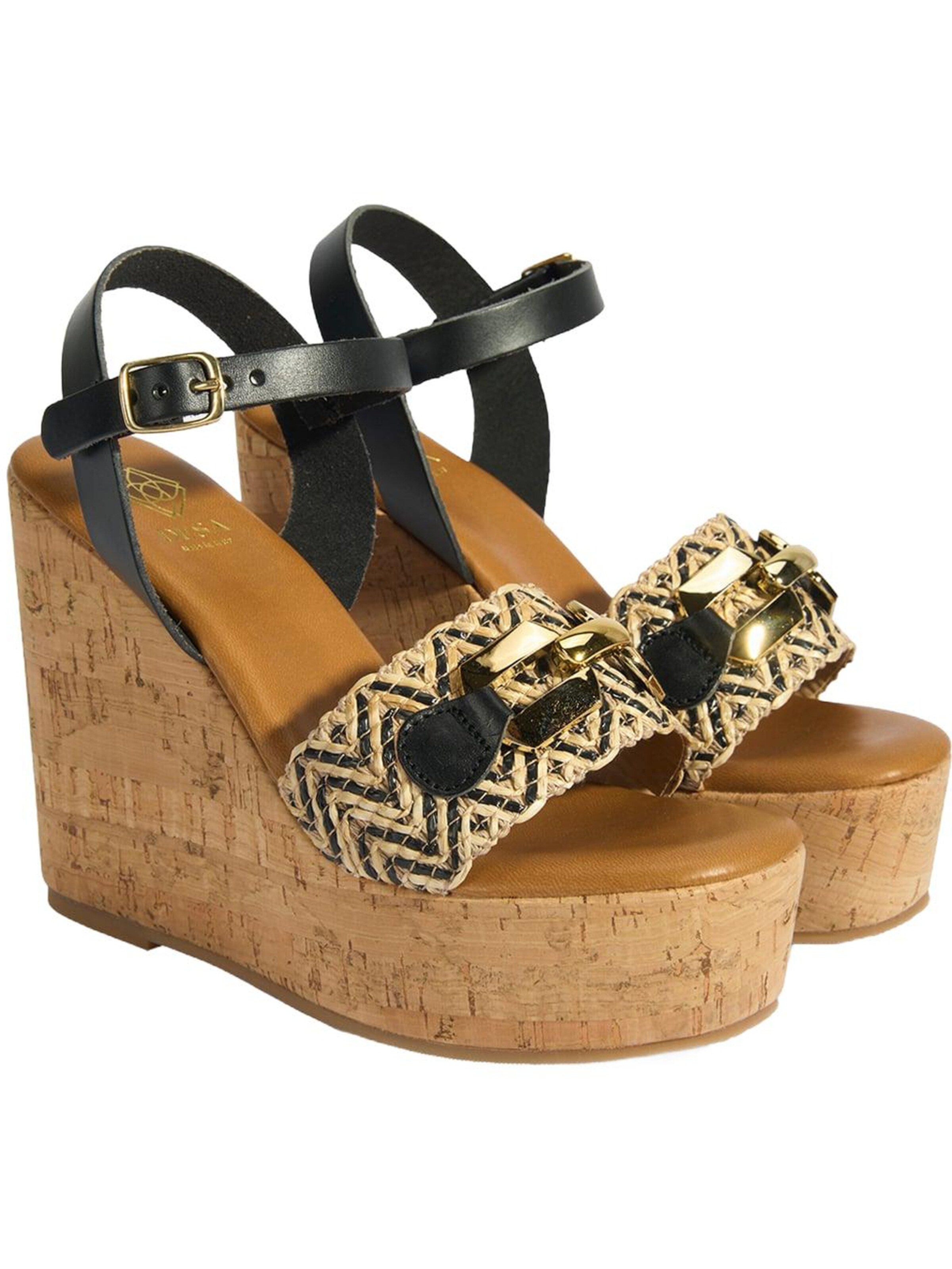 Desa Sandal 'Keilsandalen' in Black: front
