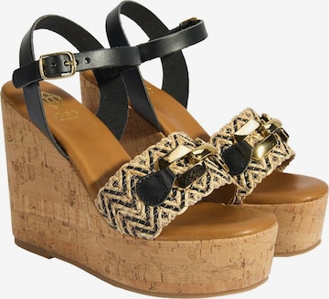 Desa Sandal 'Keilsandalen' in Black: front
