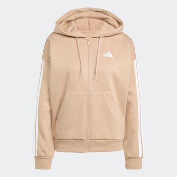 ADIDAS SPORTSWEAR Athletic Zip-Up Hoodie in Beige: front