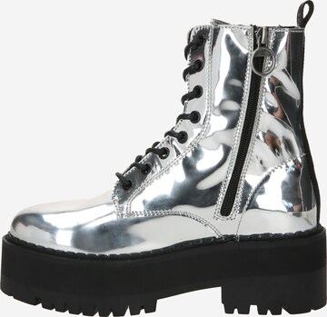 Tommy Jeans Lace-Up Ankle Boots in Silver