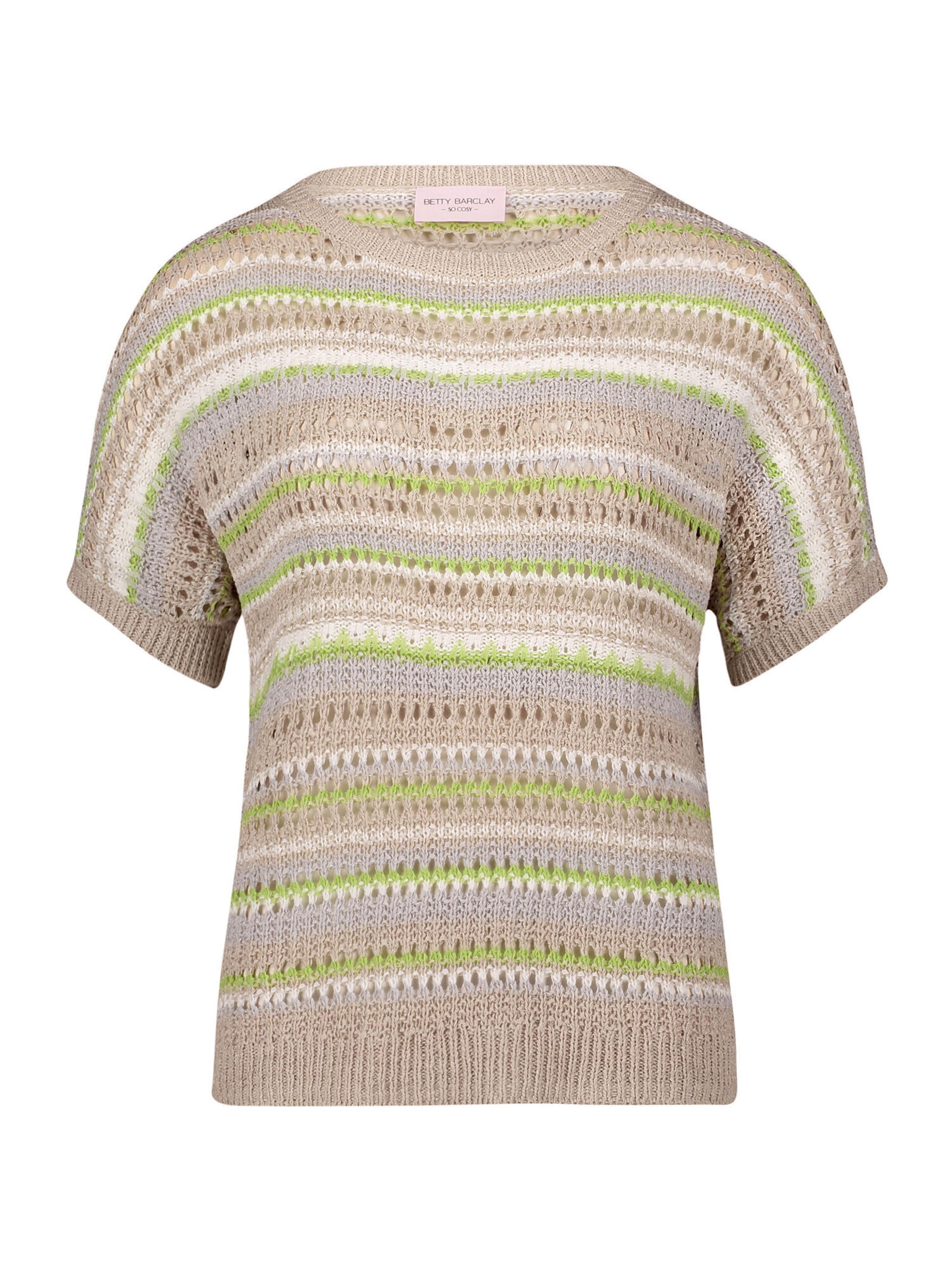 Betty Barclay Lochstrick-Pullover mit U-Boot-Ausschnitt in Beige: Vorderseite