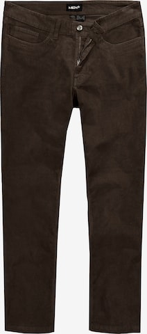 Men Plus Trousers in Brown: front