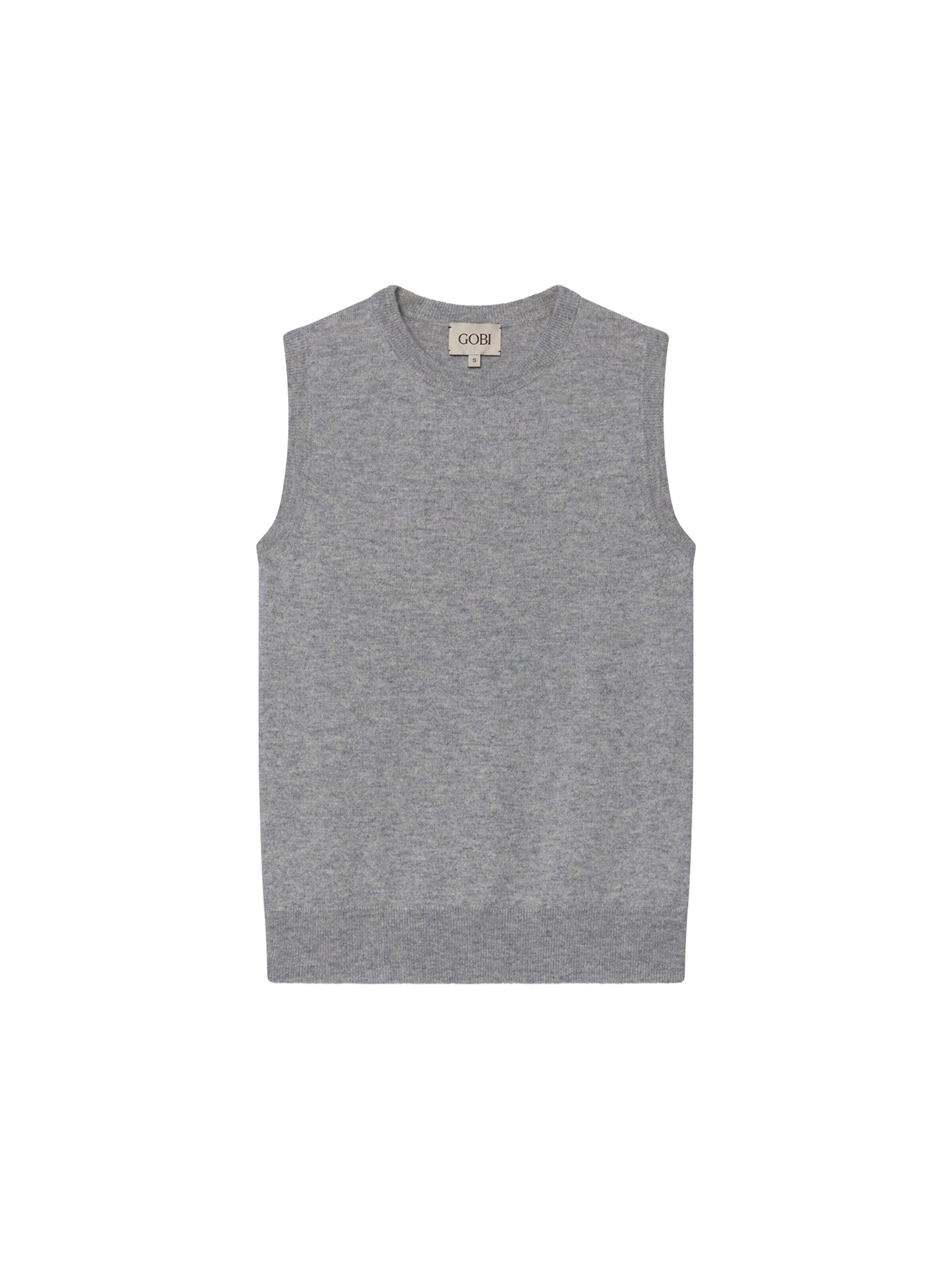 GOBI Cashmere Stickad väst 'Women's Timeless Cashmere Crewneck Vest' i grå: framsida