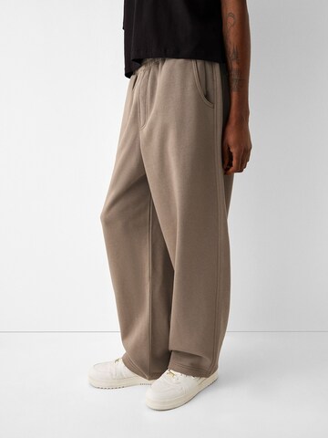 Bershka Wide Leg Hose in Beige