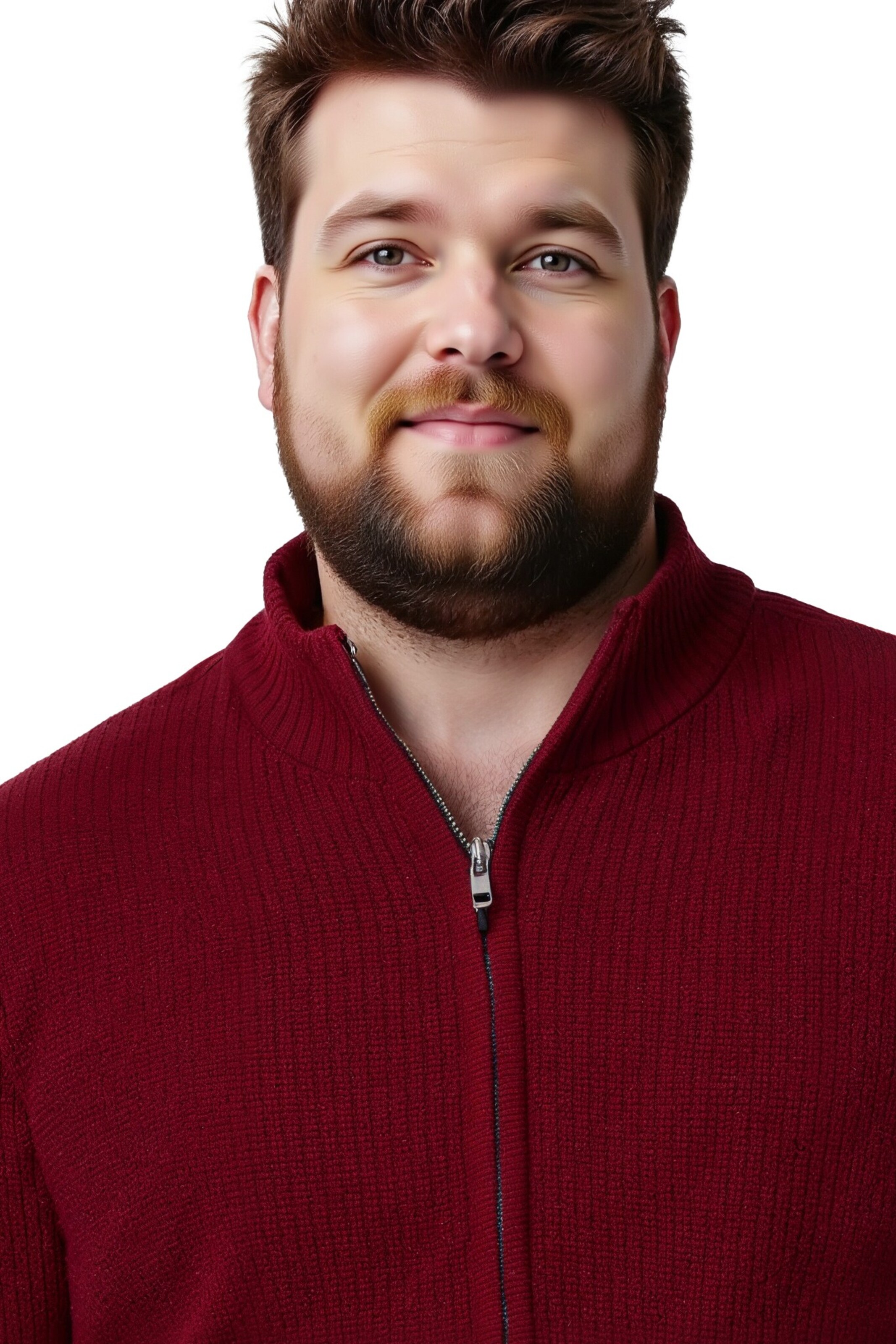 Men Plus Knit Cardigan in Red