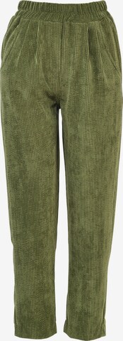 FRESHLIONS Loose fit Pleat-Front Pants 'Selma' in Green: front