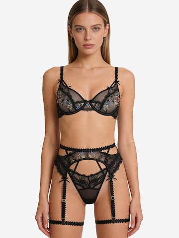 L.BEV Balconette Underwear sets 'Dolce Desiderio Set' in Black: front