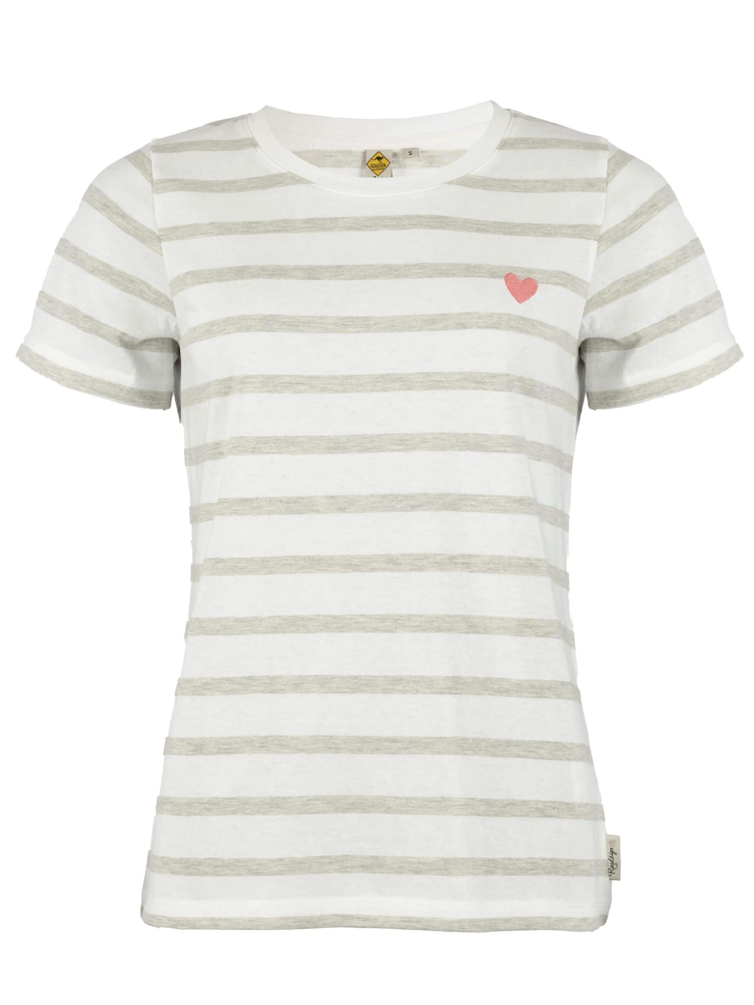 ROADSIGN australia Shirt 'T-Shirt Heart Stripes Streifenshirt aus Baumwolle im zeitlosen Design vielseitig tragbar' in Grey: front