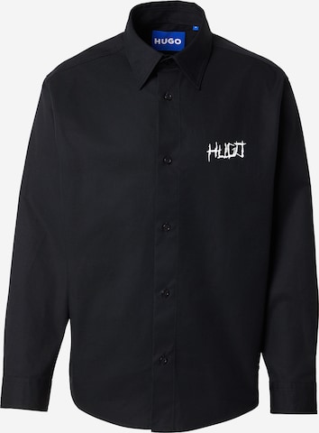 HUGOComfort Fit Košulja 'Ebolt' - crna boja: prednji dio