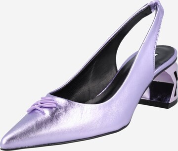 lillā Karl Lagerfeld Vaļējas augstpapēžu kurpes: no priekšpuses