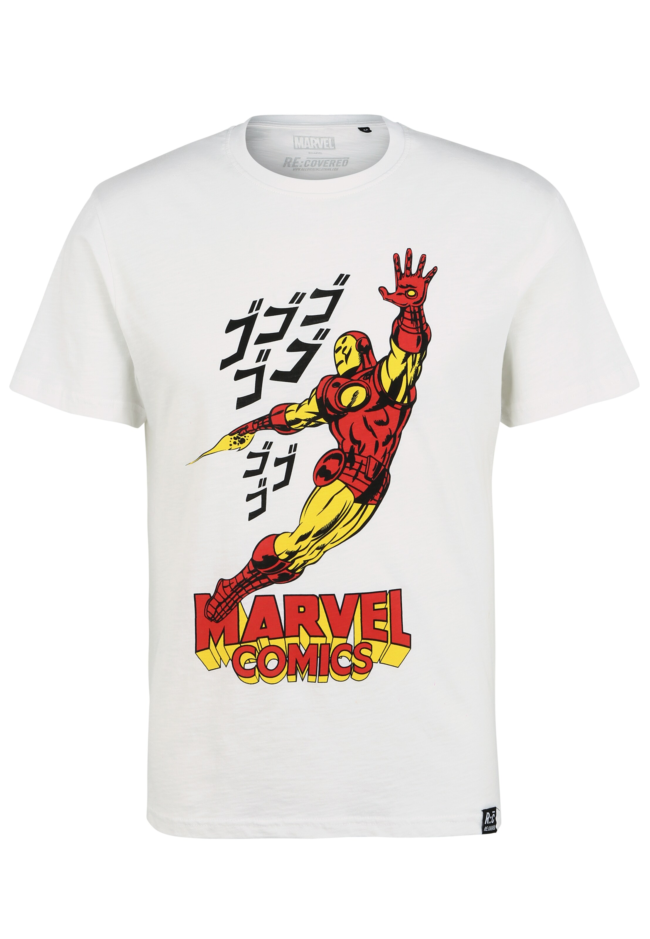 Recovered Shirt 'Marvel Comics Iron Man' in Wit: voorkant