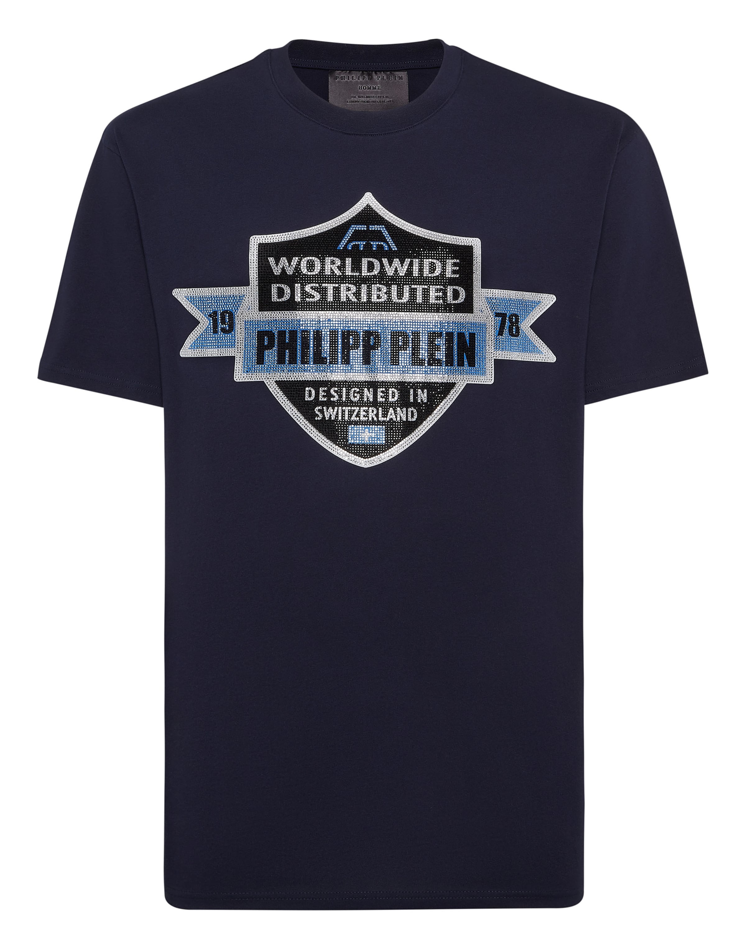 Philipp Plein Shirt 'Crest' in Blauw: voorkant