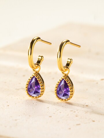 Hey Happiness - Pendientes 'February Birthstone' en oro