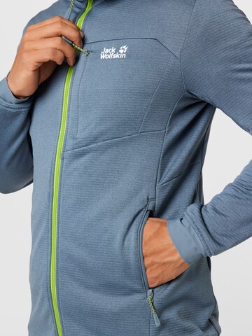 JACK WOLFSKIN Athletic Fleece Jacket 'Hydro Grid' in Grey