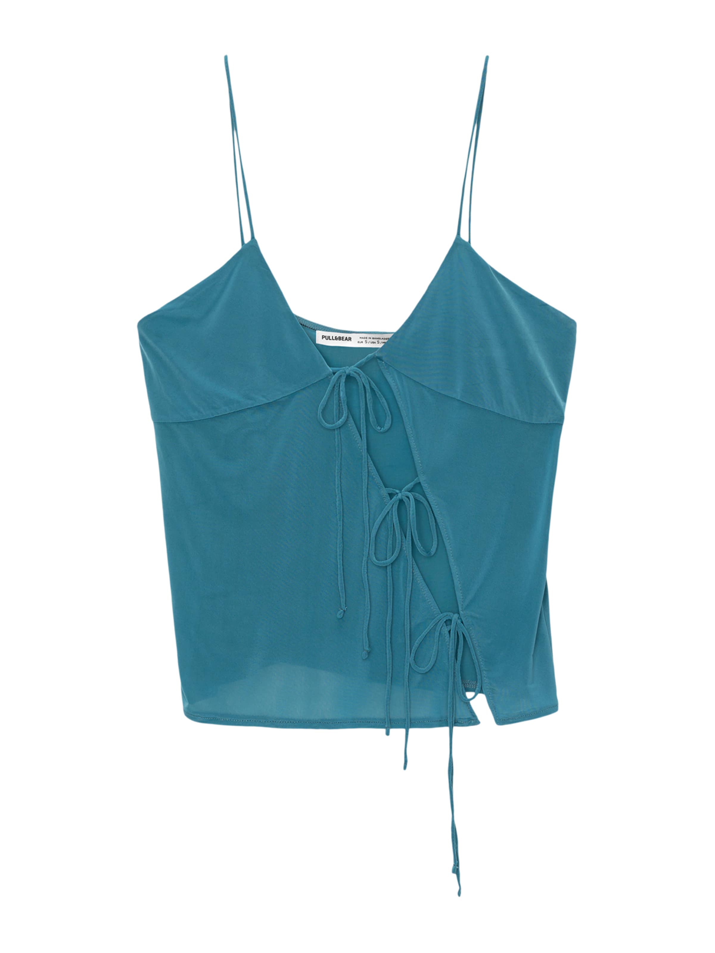 Pull&Bear Top | zelena barva: sprednja stran