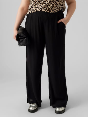 Vero Moda Curve Wide Leg Housut 'VMCMENNY' värissä musta: etupuoli