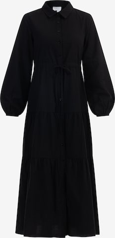 usha WHITE LABEL - Vestido camisero en negro: frente