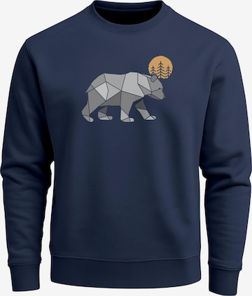 Neverless Sweatshirt 'Polygon Bär' in Blau: Vorderseite