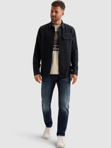 PME Legend Regular fit Button Up Shirt 'Shirt with two-tone herringbone texture' in Blue