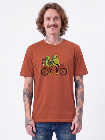 T-Shirt 'Avocado Fahrrad' Watapparel en rouge : devant