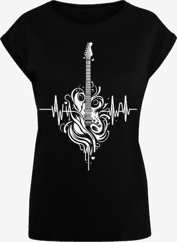 F4NT4STIC T-Shirt 'Gitarre Heartbeat' in Schwarz: Vorderseite