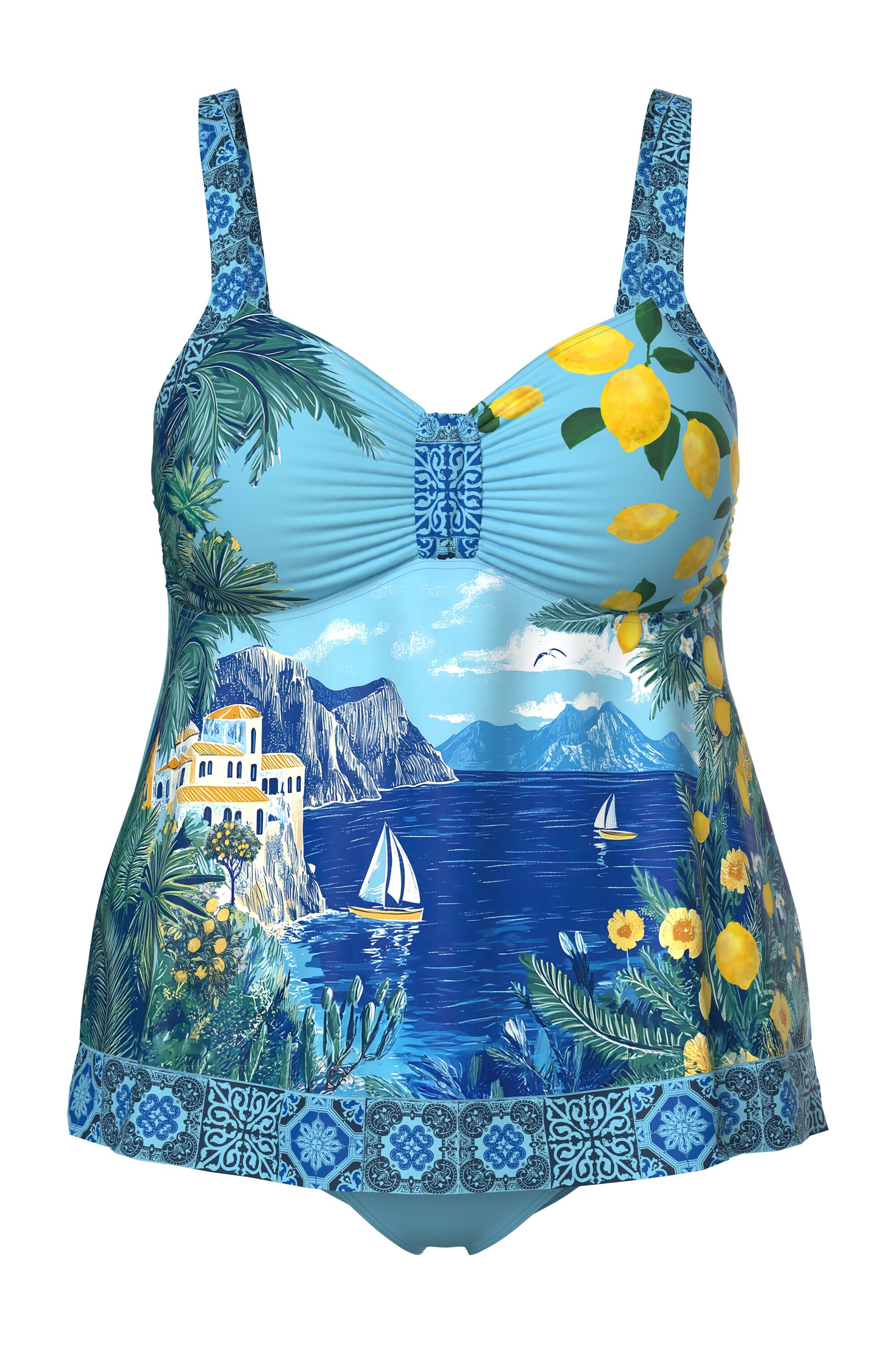 Ulla Popken Bustier Badeanzug in Blau: Vorderseite