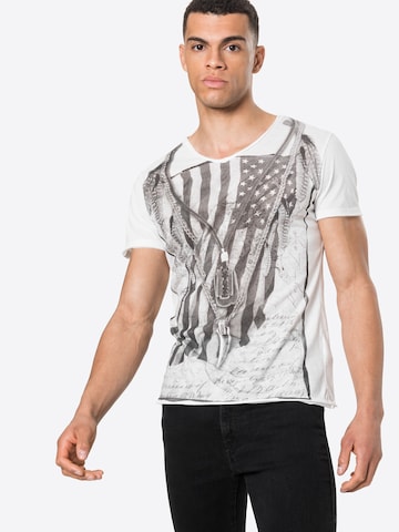 Key Largo Regular fit T-shirt 'MT RAZOR BLADE' i vit: framsida