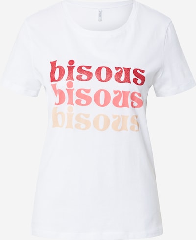 ONLY T-Shirt 'HEART' in pastellorange / altrosa / dunkelrot / weiß, Produktansicht