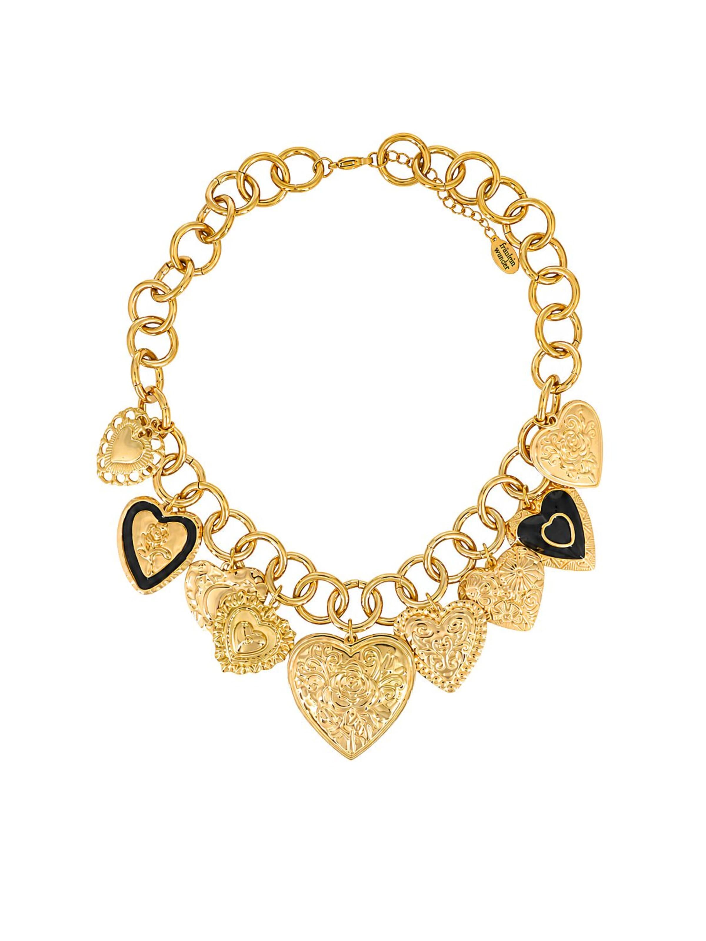 Fräulein Wunder - Cadena 'Black Hearts' en oro: frente