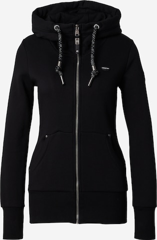 Ragwear Zip-Up Hoodie 'NESKA' in Black: front