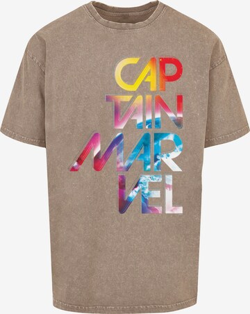 ABSOLUTE CULT Shirt 'Captain Marvel - Galactic' in Beige: voorkant