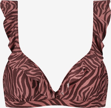 Beachlife T-shirt Bikini Top in Brown: front