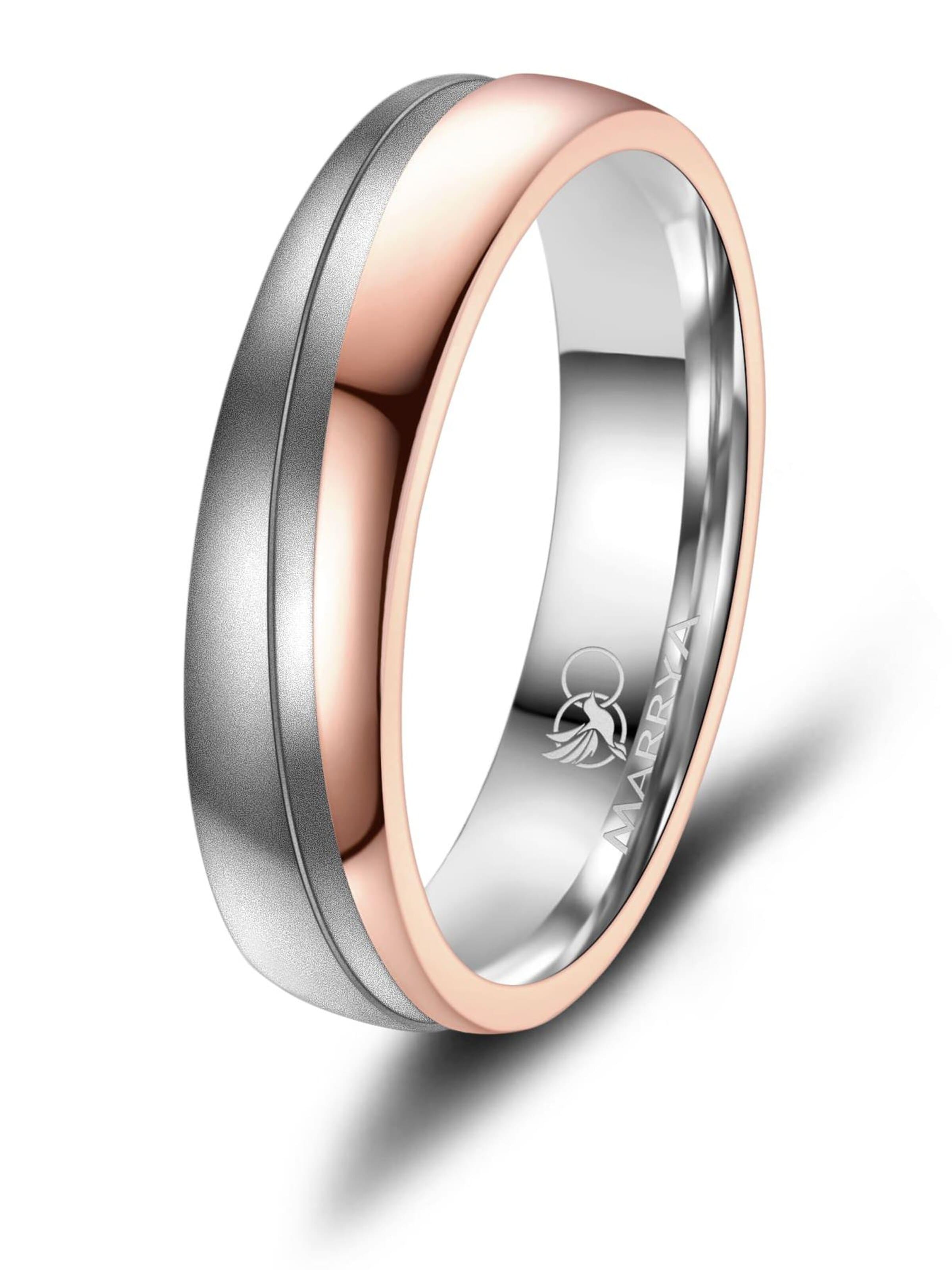 MARRYA Ring 'MARRYA ES-33 Ehering aus Edelstahl - Silberfarben & Rosé' in Silver