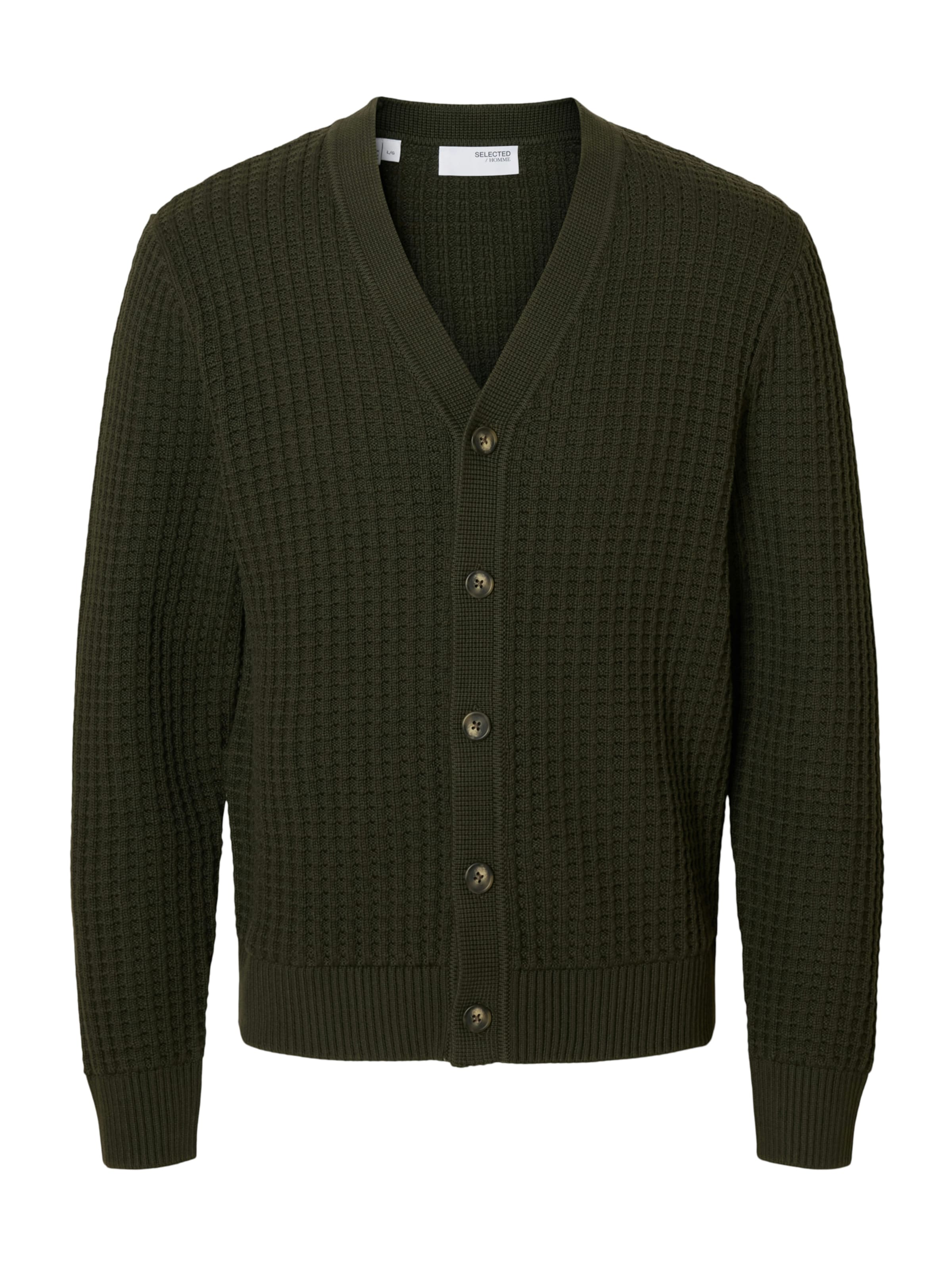 SELECTED Вязаная кофта 'SLHTom' в Зеленый: спереди