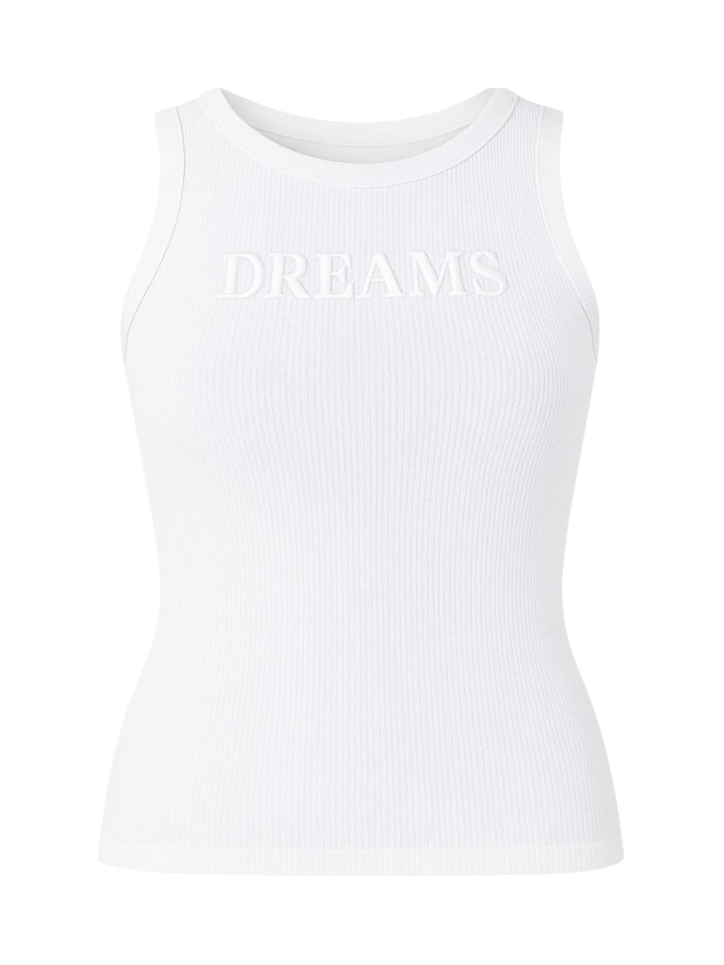 Top 'DREAMLINE' di fashionshowcase in bianco: frontale