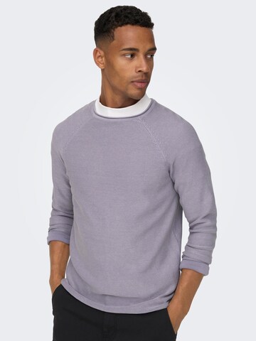 Only & Sons - Regular Fit Pullover 'Dextor' em roxo: frente