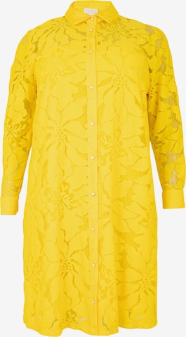 Yoek Shirt Dress ' Lace' in Yellow: front