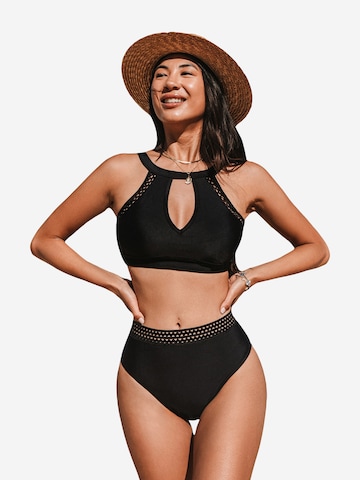 Cupshe High neck Bikini 'CAA12C4L044AA' in Schwarz: Vorderseite