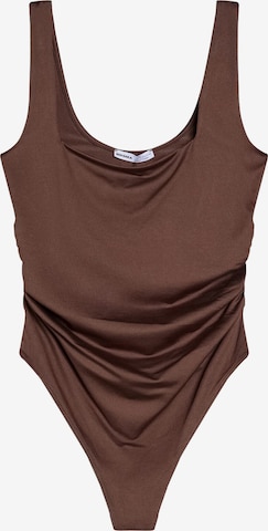 BershkaBodi majica - smeđa boja: prednji dio