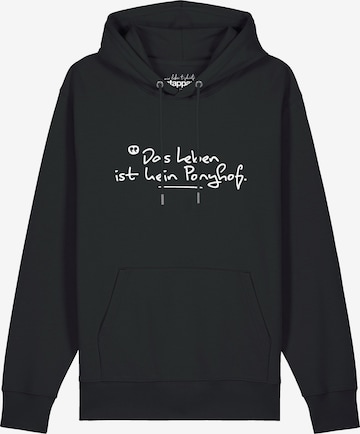 Sweat-shirt 'Das Leben Ist Kein Ponyhof' Watapparel en noir : devant