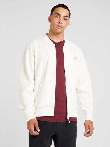 ADIDAS SPORTSWEAR Athletic Zip-Up Hoodie 'A SZN' in White: front