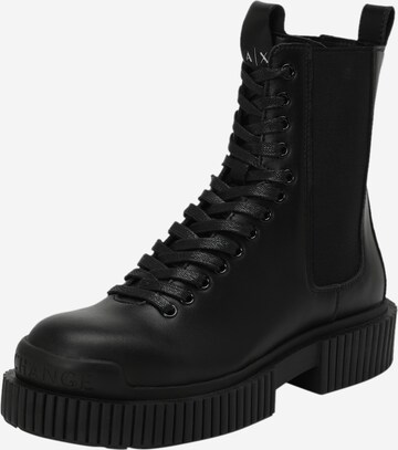 ARMANI EXCHANGE - Botines con cordones en negro: frente