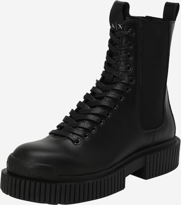 ARMANI EXCHANGE Lace-Up Ankle Boots in Black: front