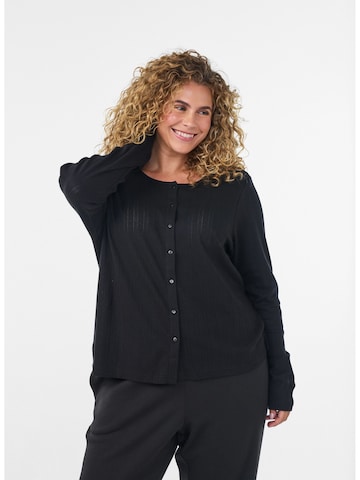 Zizzi Cardigan 'POINTY' i sort: forside