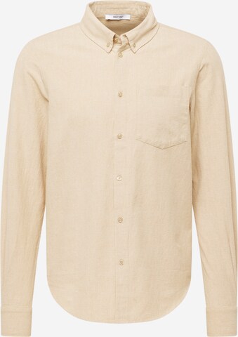 ABOUT YOU Regular fit Traditional Button Up Shirt 'Herrmann' in Beige: front